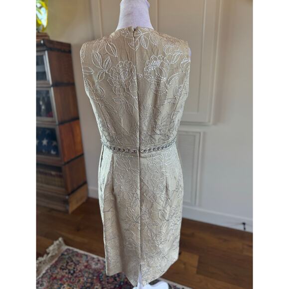 Carmen Marc Valvo Collection Tan Silver Metallic Evening Dress Like New 8 cotton - Picture 5 of 10